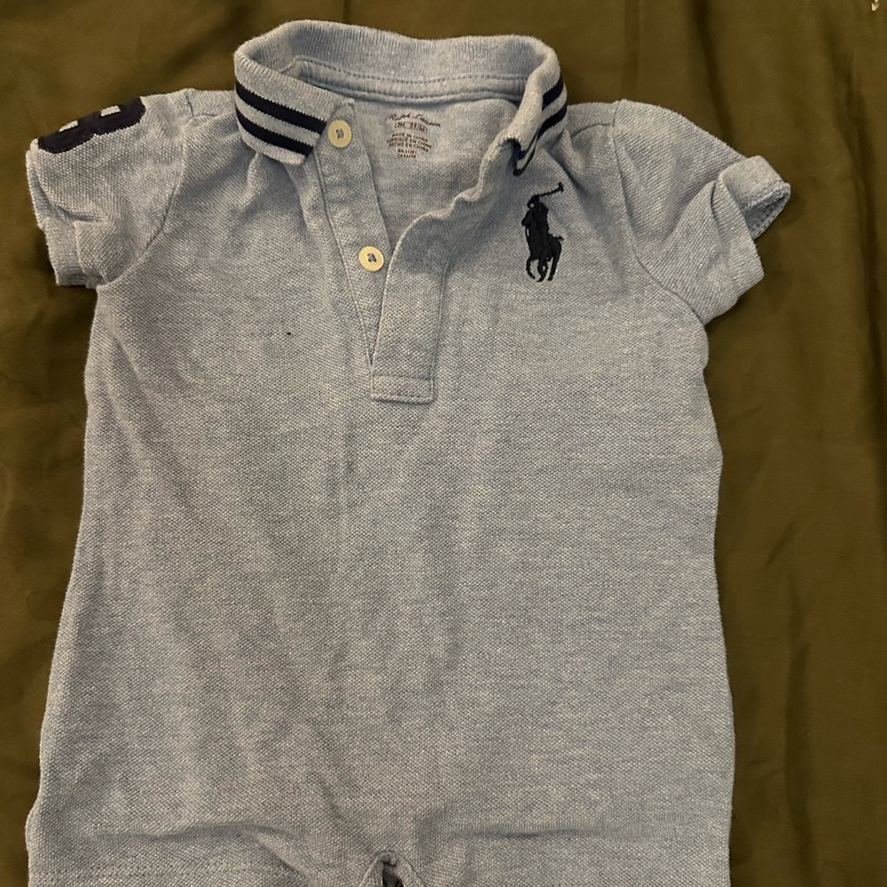 3 month baby boy Ralph Lauren short onesie.
